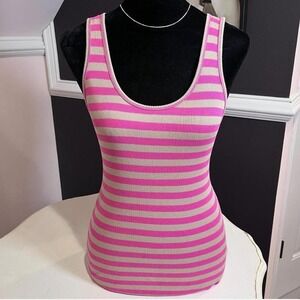 y2k pink and brown striped tank medium